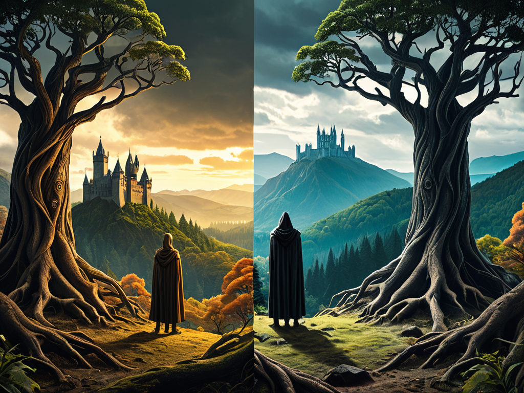 Grimdark vs Noblebright fantasy contrast